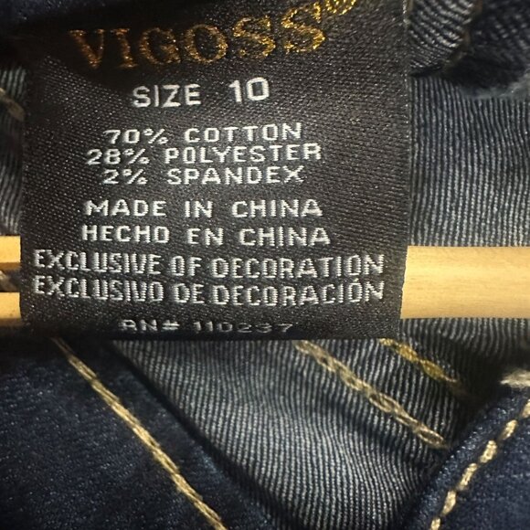 Vigoss Girls 10 The Austin Ankle Skinny Jeans Butterfly Embroidery Raw Hem Denim - Picture 3 of 15